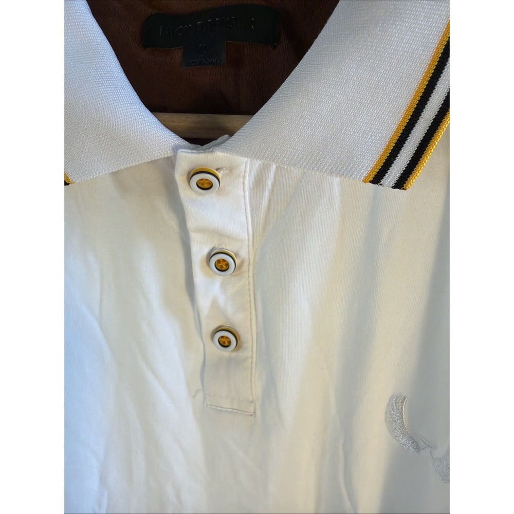 Nick Danger White Short Sleeve Stretch Polo Shirt Mens Size M